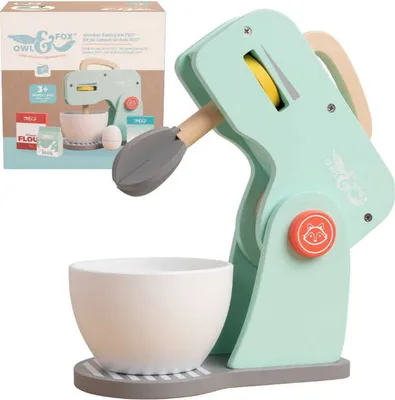 Produktbild von Eule & Fuchs Holz-Backset Mixer mit Zubehör Montessori Küchenroboter