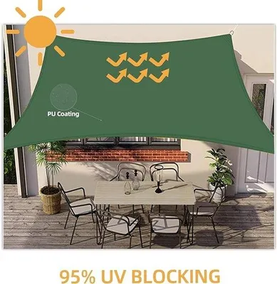Obrázek produktu pro Obdélníková sluneční plachta, 2 x 3 m, voděodolná, s UV ochranou.