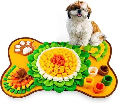 Produktbild von Unyqoos® Schnüffelteppich für Hunde – waschbar & faltbar, rutschfeste Unterseite, Futter- und Trainingsmatte aus weichem Vlies zur Zahnpflege und Beschäftigung