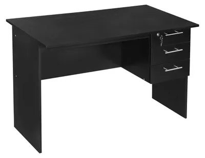 Produktbild von Schreibtisch mit 3 Schubladen und Schloss | Schwarz | 120x60x75cm