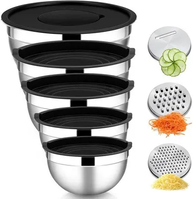Produktbild von Mischpulver-Set - 5-teiliges Set mit 3 Rasp-Attachments - Edelstahl
