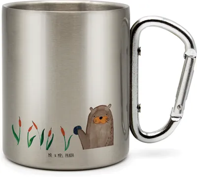 Produktbild von Mr. & Mrs. Panda thermotasse Otter Stein - Transparent - Geschenk, karabiner tasse, Neugierig, Thermobecher, Seeotter See, Becher Aus Edelstahl, Isolierbecher, Teebecher