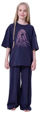 Productafbeelding van Pyjama voor meisjes, merk Akiro - korte mouwen, lange broek - paars - maat 140