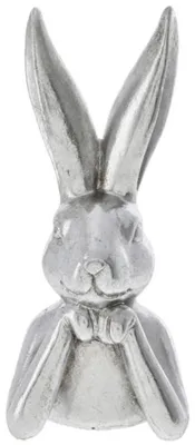 Produktbild von Deko-Statue Osterhase - Buste - Silber - Polyresin - 15 cm - Hase / Kaninchen - Osterdekoration