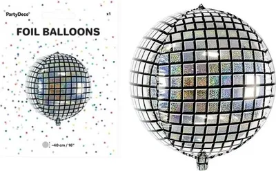 Image de Ballon à bille disco 40cm noir argent irisé