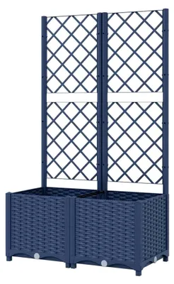 Produktbild von Pflanzkübel mit Rankgitter Blumenkübel Pflanzkasten Blumentopf Blumenkasten Rankhilfe Spalier Gartenspalier Blaugrau 80x40x136cm PP