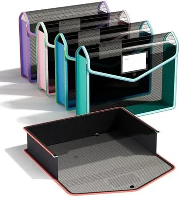 Produktbild von 5 Stück Dokumentenmappe A4 mit Stoffrand, Große Kapazität, Transparente Sammelmappe mit Druckknopf, Robust & Erweiterbar für Büro Schule (5 Farben - Schwarz)