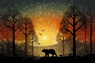 Immagine prodotto di Poster 30x20cm Tramonto nella foresta selvaggia