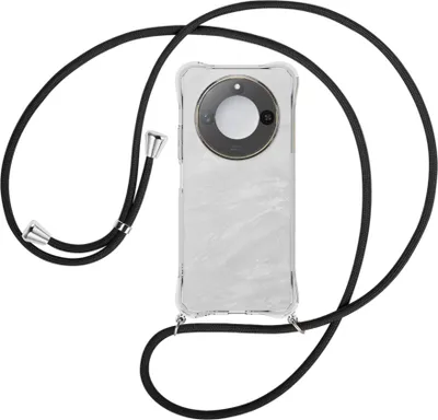 Produktbild von Handykette Backcover-Schutzhülle mit Band (Metall silberfarben) für Honor X60 5G - schwarz