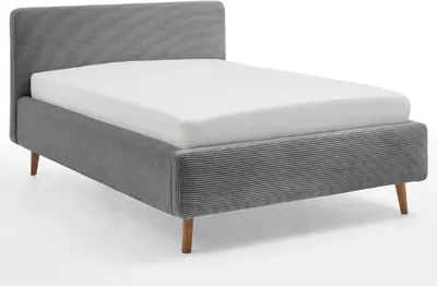 Produktbild von Bett Madras 140x200cm mit Stauraum Rippe Samt - grau