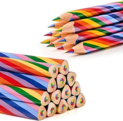 Produktbild von 30 Stück Regenbogen Buntstifte, Regenbogenstifte Kinder Dreikant Farbstifte Set für Kinder Pencil Schule Büro Haushaltswaren Geschenk Malen und Zeichnen