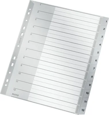 Obrázek produktu pro Leitz 12820000, Numerické indexové štítky, Karton, Šedá, A4, 250 g/m², 238 mm