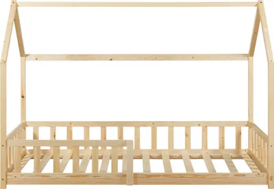 Produktbild von Hausbett ‘Hesel’ für Kinder mit Rausfallschutz Lattenrost 90 x 200 cm Holzoptik