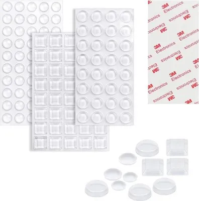 Zdjęcie produktu dla Silikonowe podkładki ochronne, 172 sztuki, przezroczyste, samoprzylepne, amortyzujące, podkładki do mebli