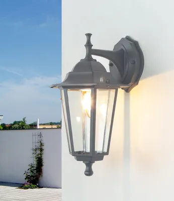 Immagine prodotto di Lampada da parete per esterni in alluminio antracite vetro rustico applique illuminazione giardino cortile porta balcone
