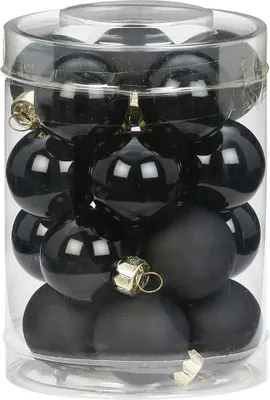 Produktbild von Weihnachtskugeln Glas 3cm, 20 Stück, Farbe:schwarz glanz / matt
