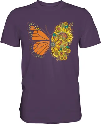 Produktbild von Schmetterling Sonnenblumen T-Shirt Garten Gärtner Geschenk – Urban Purple / XXL