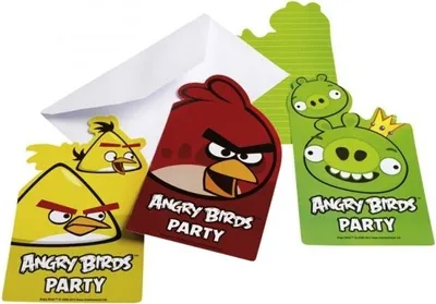 Produktbild von 6 Einladungskarten Angry Birds