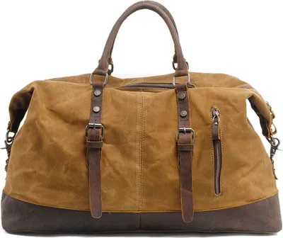Produktbild von Tasche Reisetasche Vintage Duffel Travel-Bag Canvas gewachst Leder »Kensington« Khaki