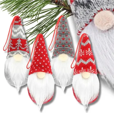 Produktbild von Weihnachtszwerg Weihnachtsmann 15 cm, Zwerg zum Aufhängen, 4er-Set