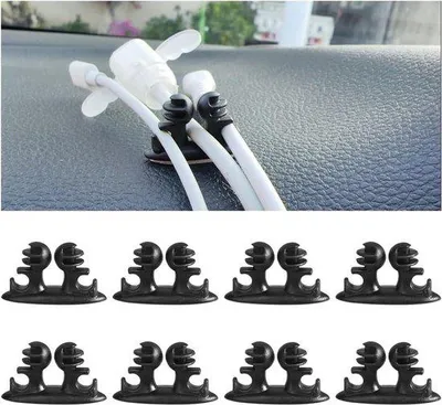 Image de 8 supports pour câbles de bureau, supports pour câbles de données USB, noir