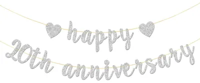 20. Geburtstag Banner – Silber Glitzer Party Deko