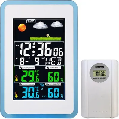 Image de Station météo sans fil - Station météo d'intérieur et d'extérieur - Thermomètre d'intérieur/d'extérieur, hygromètre, baromètre - Dix fonctions en un seul appareil
