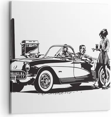 Produktbild von Bild auf Leinwand - Leinwandbild - Bar Auto Straße - 60x60cm - Wand Bild - Wanddeko - Wandbilder - Leinwanddruck - Bilder - Kunstdruck - Wanddekoration - Leinwand bilder - Wandkunst - AC60x60-3680