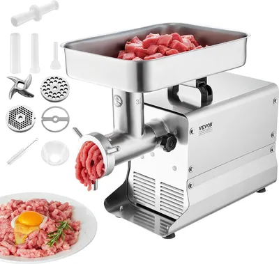 Obrázek produktu pro VEVOR elektrický mlýnek na maso 9,53 kg/min 1100 W, průmyslový mlýnek na maso s nožem a mlecí deskou, multifunkční mlýnek na maso z nerezové oceli pro kuchyni a restauraci