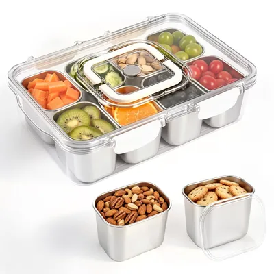 Snackbox mit 8 Fächern aus Edelstahl, 33,8 cm