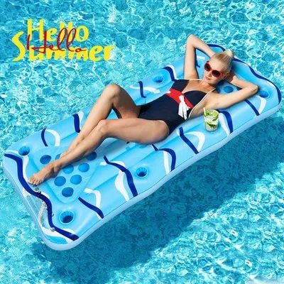 Obrázok produktu pre Uniqoos® Nafukovací stôl na pivo pong, 175 x 75 cm, PVC – 28 držiakov na poháre, vrátane 12 červených a 12 modrých pohárov, 2 pingpongové gule