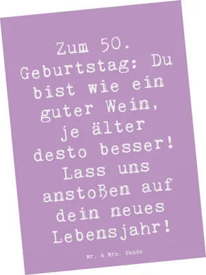 Produktbild von Mr. & Mrs. Panda Ansichtskarte Spruch 50. Geburtstag - Lavendeltraum - Geschenk, Postkarte, Grußkarte, Ehrung, Familie, Kunstkarten, Fotokarte, Postkarten, Wertschätzung