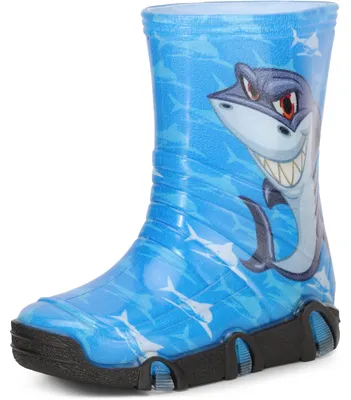 Produktbild von Ladeheid Kinder Mädchen Jungen Gummistiefel Gefüttert Swk2020BW (Blau Hai 42, 25/26)