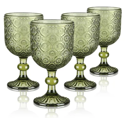 Immagine prodotto di Set di 4 bicchieri da vino vintage in vetro verde