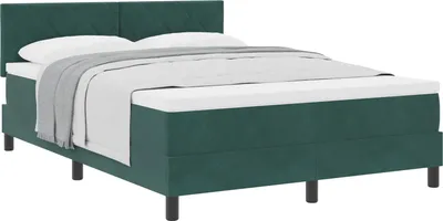 Produktbild von vidaXL Boxspringbett mit Kopfteil Dunkelgrün 140 x 200 cm Samt