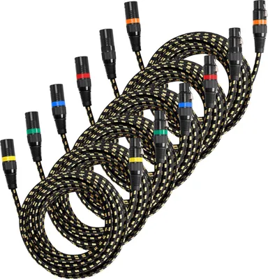 Produktbild von XLR-Kabel - DMX/Mikrofonkabel 6er-Pack 7,62 m - Geschirmt & Symmetrisch - 3-Polig XLR-Stecker Auf XLR-Buchse - Vergoldete Kontakte - Für Bühnenbeleuchtung & PA