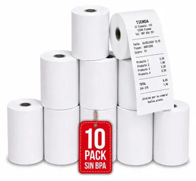 Imagen del producto de Papel Térmico 57 × 55 mm 60 GSM 23,5 m Pack 10 COM-FORT HOUSE