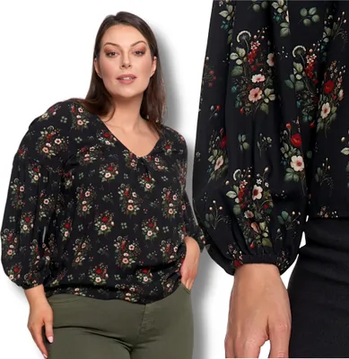 Produktbild von Moraj | Bluse mit Blumenmuster, leicht, femininer Stil , Größe  3XL