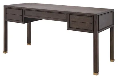 Produktbild von Casa Padrino Luxus Schreibtisch mit 5 Schubladen Braun / Messingfarben 161 x 65,5 x H. 78,5 cm - Büromöbel