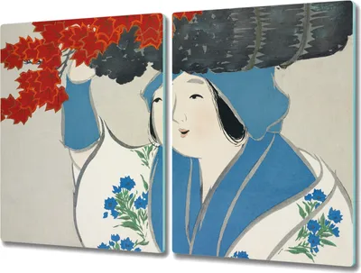 Produktbild von Coloray Schneidebrett Herdabdeckplatte 2x40x52 cm Kochplattenabdeckung Küchenbrett Hackbrett - Frauen Kimono Liste