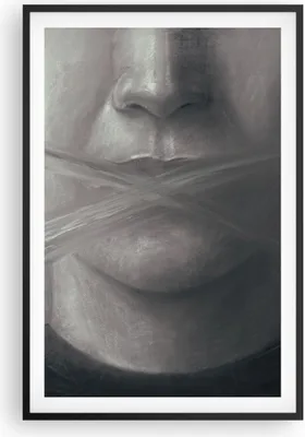 Produktbild von Gerahmtes Poster - Schwarzer Rahmen - Symbol Mund Sprache - 61x91,5 cm - Wand Bild - Wanddeko - Wandbilder - Kunstposter - Wandposter - Bilderrahmen - Bilder - Kunstdruck - P2BPA61x91-4754
