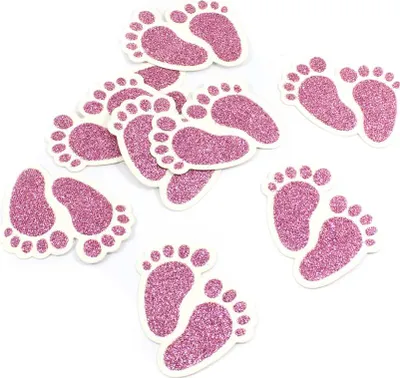 Produktbild von Oblique Unique 10 Konfetti Baby Füßchen für Mädchen Baby Shower Deko Geburt - rosa