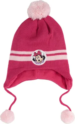 Produktbild von Disney Minnie Mouse Strickmütze für Mädchen - Kinder Wintermütze mit Bommel Mütze Pink