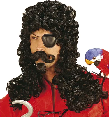 Produktbild von Schwarze Piratenkapitän Perücke & Bart
