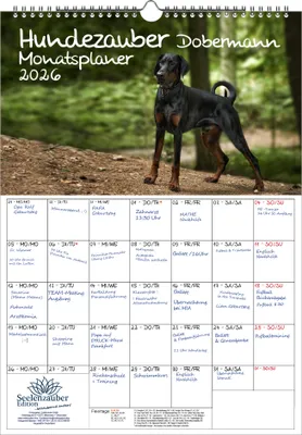Produktbild von Hundezauber Dobermann Planer DIN A3 Kalender für 2026 Welpen und Hunde - Seelenzauber