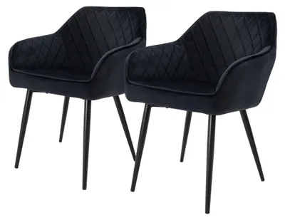Produktbild von Set aus 2 ergonomischen Esszimmerstühlen mit Samtbezug