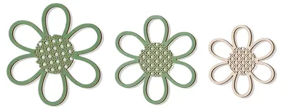 3er Set Holzblumen-Wanddekoration, Blume des Lebens, 22/20/18 cm