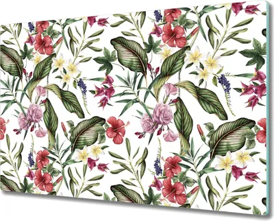 Produktbild von Glas-Herdabdeckplatte Glaskeramikfeldabdeckung Spritzschutz - 80x52 cm - Blumen Garten Floral