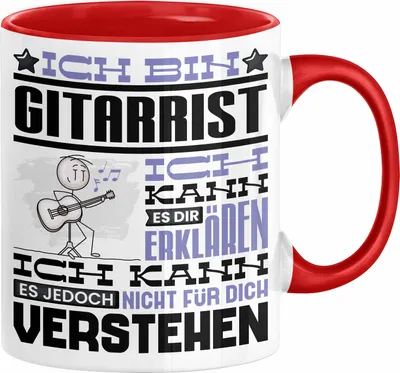 Produktbild von Gitarrist Geschenk Kaffee-Tasse Geschenkidee für Gitarrist Ich Bin Gitarrist Ich Kann Es Dir Erklären Jedoch Nicht Für Dich Verstehen Spruch Lustig (Rot)