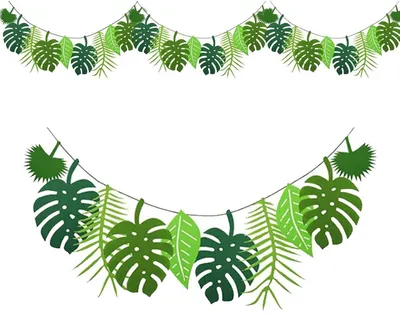 Image de Guirlande de feuilles tropicales, lot de 4, en feutre, décoration pour fête hawaïenne